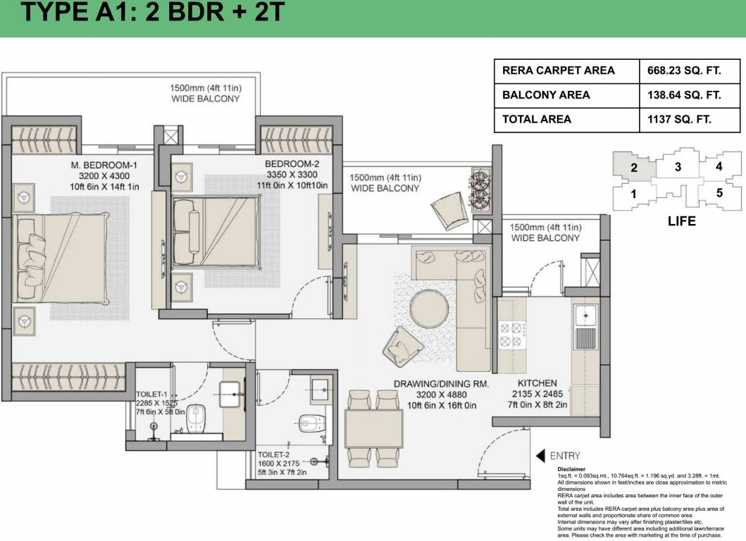 Eldeco Live By The Greens (2BHK+2T (668.23 sq ft) 668.23 sq ft) Eldeco Live By The Greens (2BHK+2T (668.23 sq ft) 668.23 sq ft)