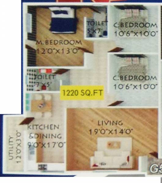 S And S Srikanth Vista (3BHK+2T (1,220 sq ft) 1220 sq ft)