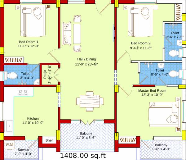 SBA Ayushi (3BHK+3T (1,408 sq ft) + Pooja Room 1408 sq ft) SBA Ayushi (3BHK+3T (1,408 sq ft) + Pooja Room 1408 sq ft)