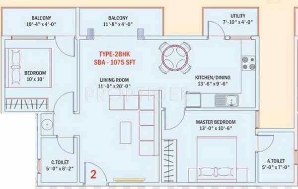 Aesthetic Oakwood (2BHK+2T (1,075 sq ft) 1075 sq ft)