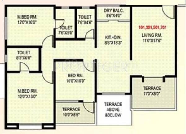 GK Rose Valley (3BHK+3T (1,320 sq ft) 1320 sq ft)