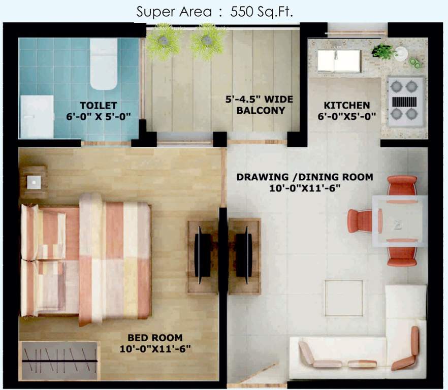 Omni Amayra Greens 2 (1BHK+1T (550 sq ft) 550 sq ft)