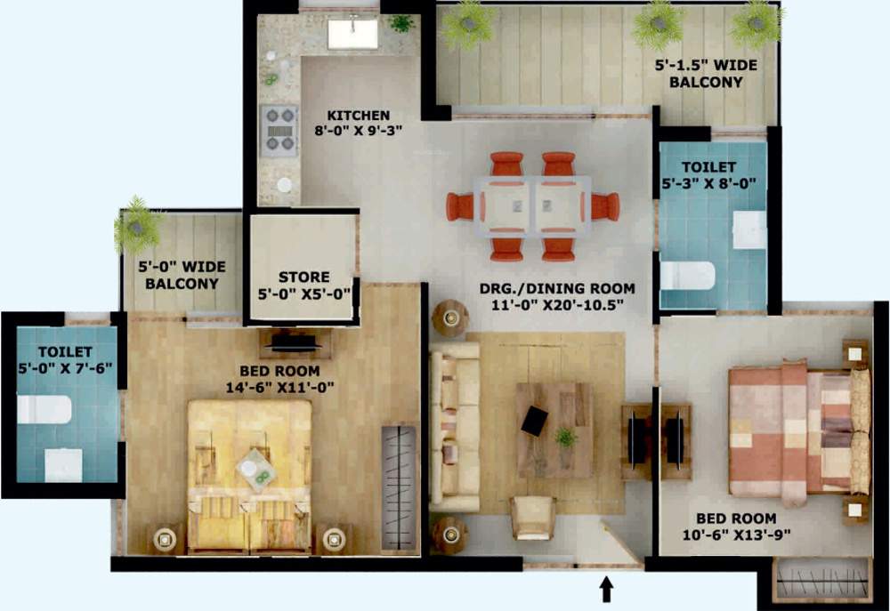 Omni Amayra Greens 2 (2BHK+2T (1,275 sq ft) 1275 sq ft)