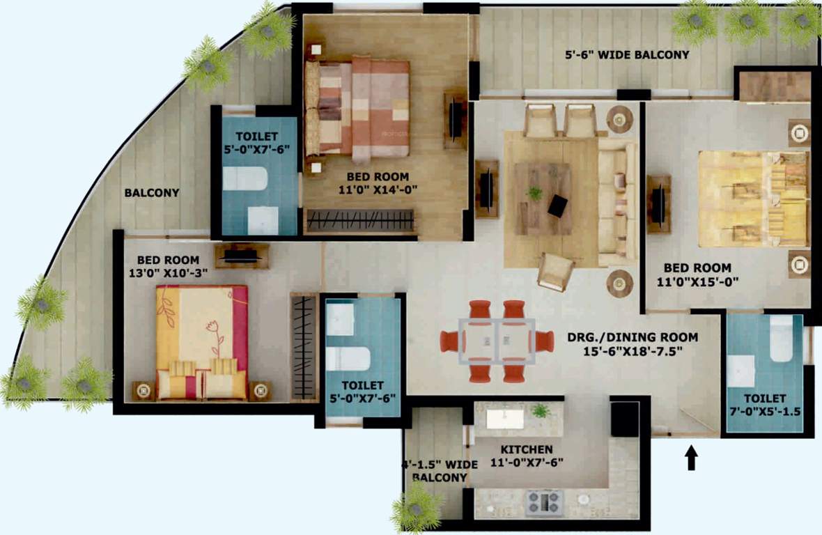 Omni Amayra Greens 2 (3BHK+3T (1,625 sq ft) 1625 sq ft)