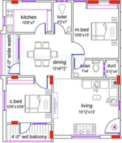  Mythri Enclave (2BHK+2T (1,100 sq ft) 1100 sq ft)