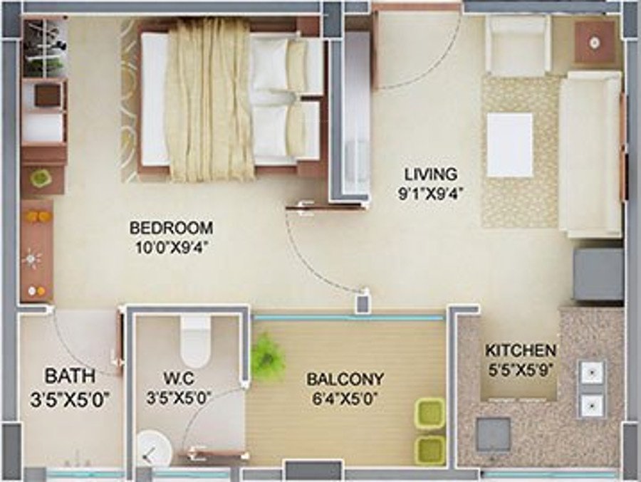 SDPL Aashray Wanjara (1BHK+2T (253.92 sq ft) 253.92 sq ft)