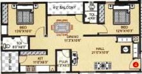 Prem Sai Bridavanam (2BHK+2T (1,206 sq ft) 1206 sq ft)