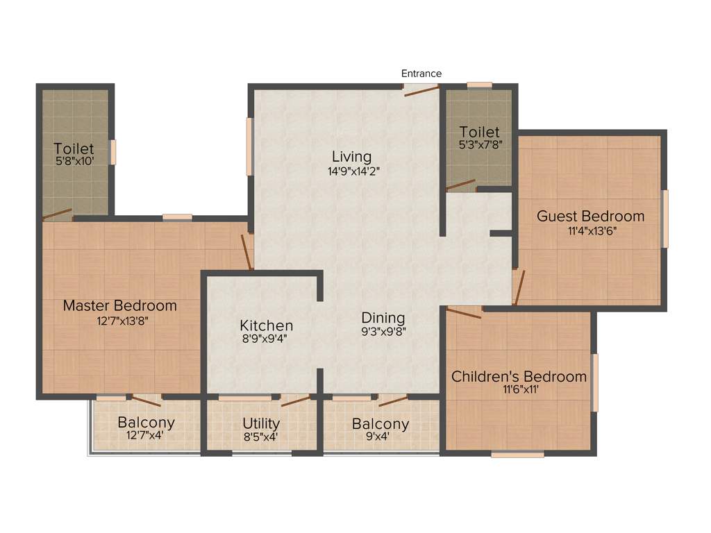 Shriram Smrithi (3BHK+3T (1,275 sq ft) 1275 sq ft)