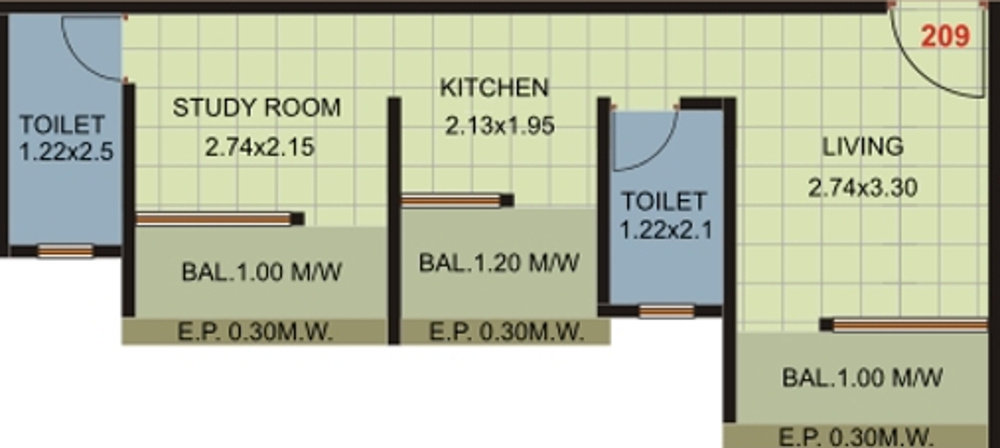 Khatri Nx (1BHK+2T (393 sq ft) 393 sq ft)