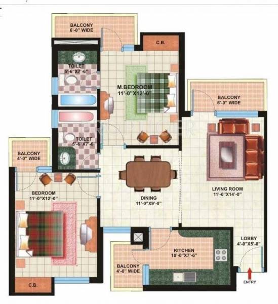 Pardesi Ushay Tower (2BHK+2T (1,212 sq ft) 1212 sq ft)