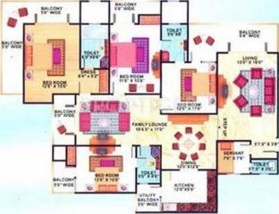 Floor Plan (4BHK+4T) Mahagun Mansion Phase 1 and 2 Floor Plan (4BHK+4T)