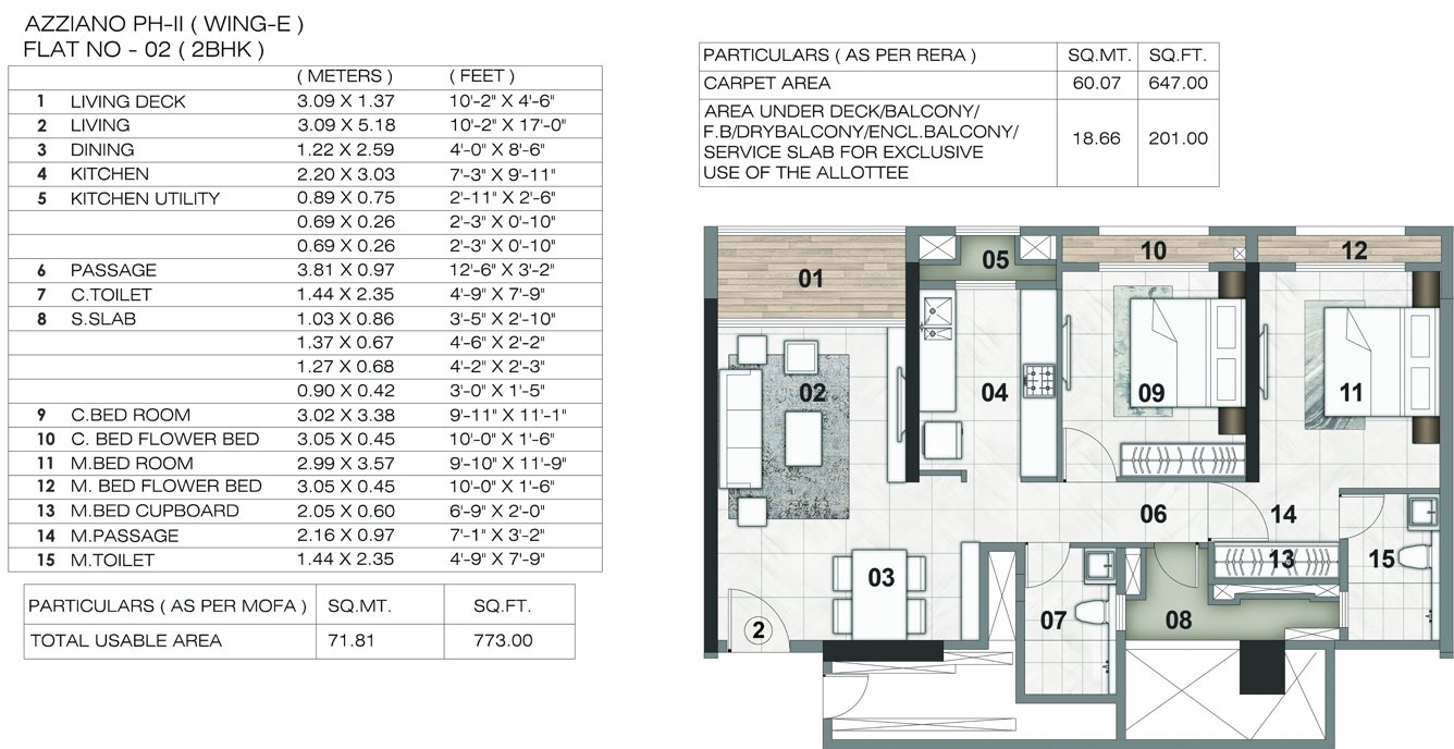 Rustomjee Urbania Azziano Wing E (2BHK+2T (646.59 sq ft) 646.59 sq ft)