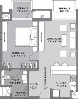 496 Sq Ft 1 Bhk Floor Plan Image Lodha Group Lodha Belmondo Available For Sale Proptiger Com