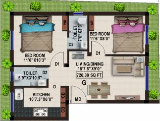 Bharathi Sukrta (2BHK+2T (720 sq ft) 720 sq ft) Bharathi Sukrta (2BHK+2T (720 sq ft) 720 sq ft)