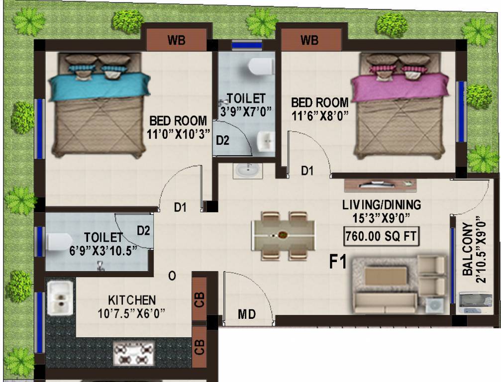 Bharathi Sukrta (2BHK+2T (760 sq ft) 760 sq ft) Bharathi Sukrta (2BHK+2T (760 sq ft) 760 sq ft)