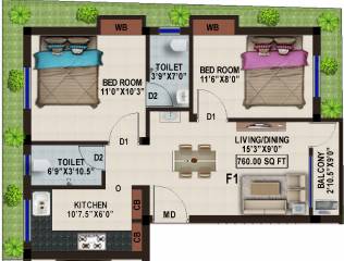 Bharathi Sukrta (2BHK+2T (760 sq ft) 760 sq ft) Bharathi Sukrta (2BHK+2T (760 sq ft) 760 sq ft)