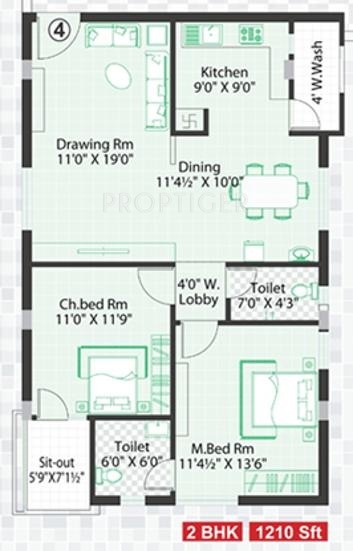 SNR Sri Sri Kala Kuteers (2BHK+2T (1,210 sq ft) 1210 sq ft)