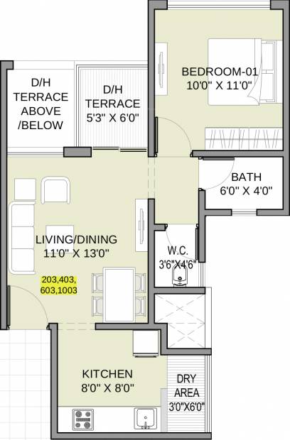 Gayatri Properties Twin Towers (1BHK+1T (404.29 sq ft) 404.29 sq ft)