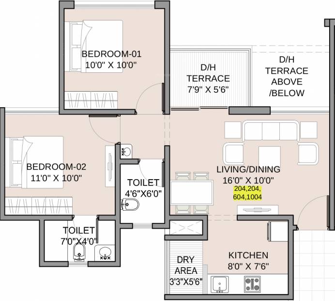 Gayatri Properties Twin Towers (2BHK+2T (582.54 sq ft) 582.54 sq ft)