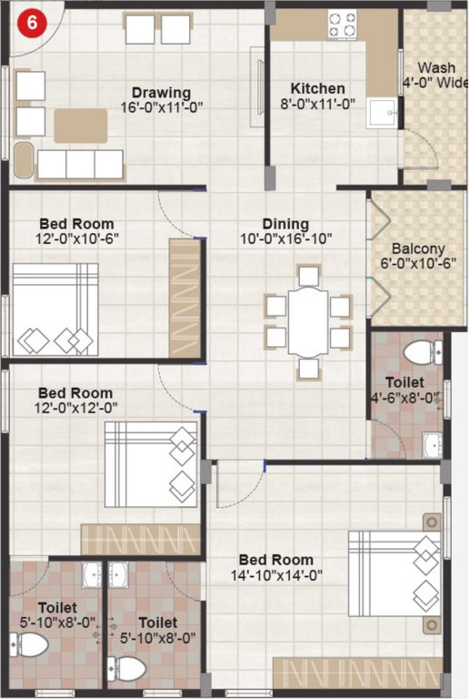 VBC Oracle Heaven (3BHK+3T (1,558 sq ft) 1558 sq ft)