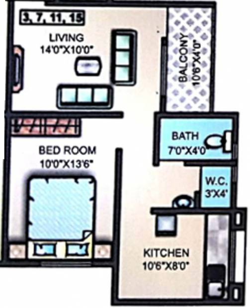 Sankalp Green Park (1BHK+1T (490 sq ft) 490 sq ft)