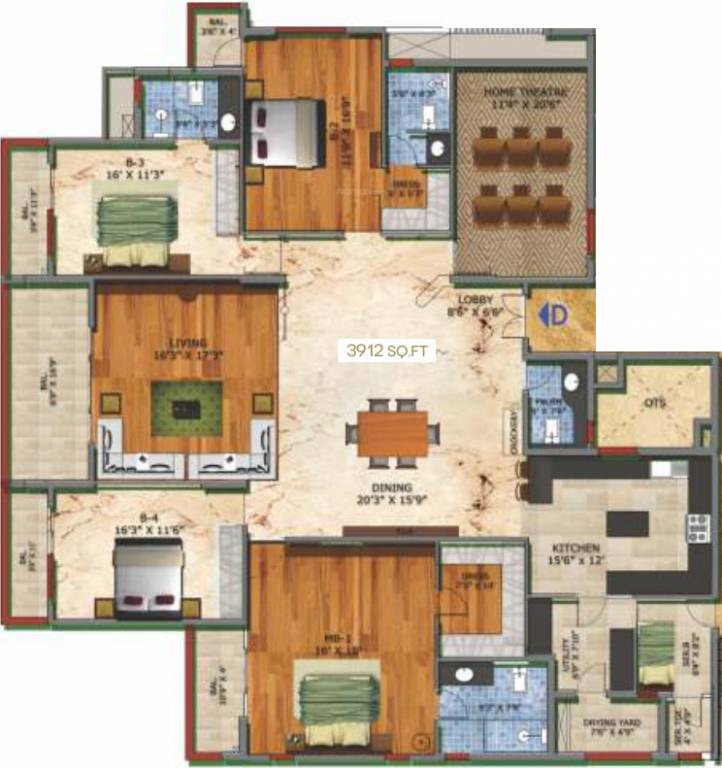 Diamond Vyoma (4BHK+4T (3,912 sq ft) + Servant Room 3912 sq ft)