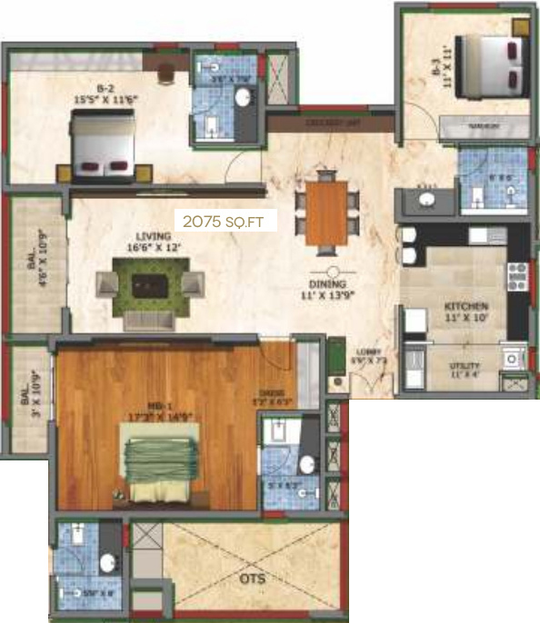 Diamond Vyoma (3BHK+3T (2,075 sq ft) 2075 sq ft) Diamond Vyoma (3BHK+3T (2,075 sq ft) 2075 sq ft)