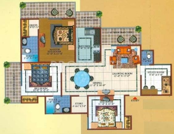 Gardenia Square (3BHK+2T (1,675 sq ft) + Study Room 1675 sq ft)