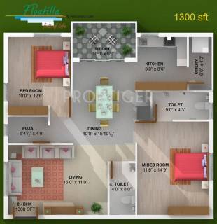 1300 Sq Ft 2 Bhk Floor Plan Image Bricmor Floatilla Available