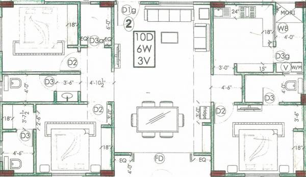 P Narshima Nandi Heights (3BHK+3T (1,430 sq ft) 1430 sq ft)