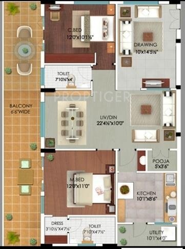 Sankalp Sankalp Homes Apartment (2BHK+2T (1,592 sq ft)   Pooja Room 1592 sq ft)