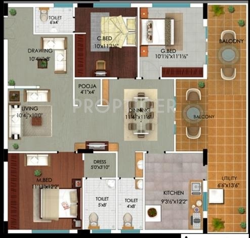 Sankalp Sankalp Homes Apartment (3BHK+3T (1,773 sq ft)   Pooja Room 1773 sq ft)