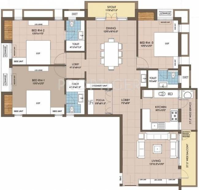 Selvaganesh Diviniti (3BHK+3T (1,839 sq ft)   Pooja Room 1839 sq ft)