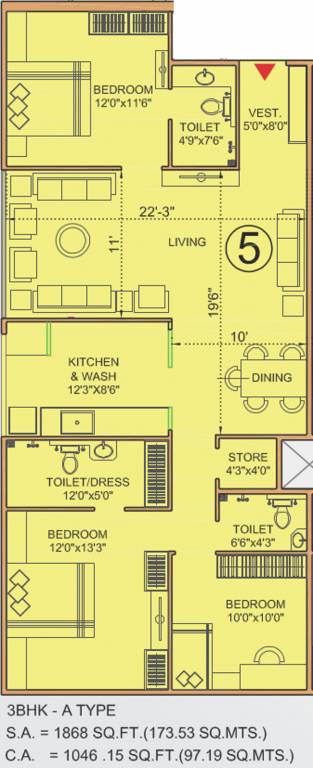 Bakeri Sivanta (3BHK+3T (1,046.14 sq ft) + Study Room 1046.14 sq ft) Bakeri Sivanta (3BHK+3T (1,046.14 sq ft) + Study Room 1046.14 sq ft)
