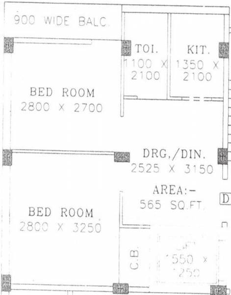 Chinmay Ratna Apartment (2BHK+1T (565 sq ft) 565 sq ft)