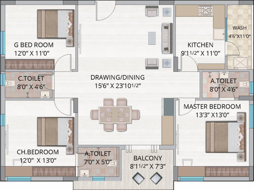 Ace Ajanta (3BHK+3T (1,685 sq ft) 1685 sq ft) Ace Ajanta (3BHK+3T (1,685 sq ft) 1685 sq ft)