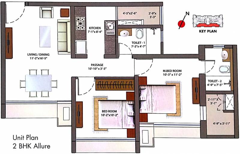 Unique Keemaya Omkar Ananta (2BHK+2T (624 sq ft) 624 sq ft)