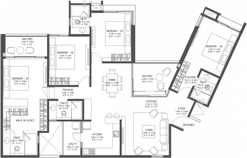2368 sq ft 4 BHK Floor Plan Image Godrej Properties
