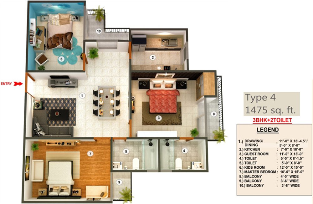 Proview Officer City (3BHK+2T (1,475 sq ft) 1475 sq ft)