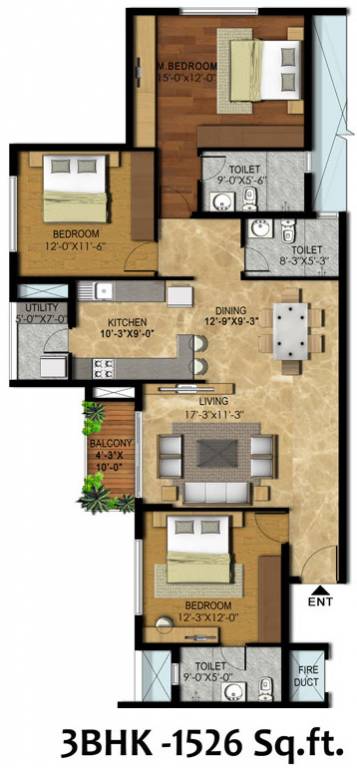 Ramky RWD Corniche (3BHK+3T (1,526 sq ft) 1526 sq ft)