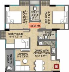 Magnolia Empire (2BHK+2T (1,008 sq ft) + Study Room 1008 sq ft)