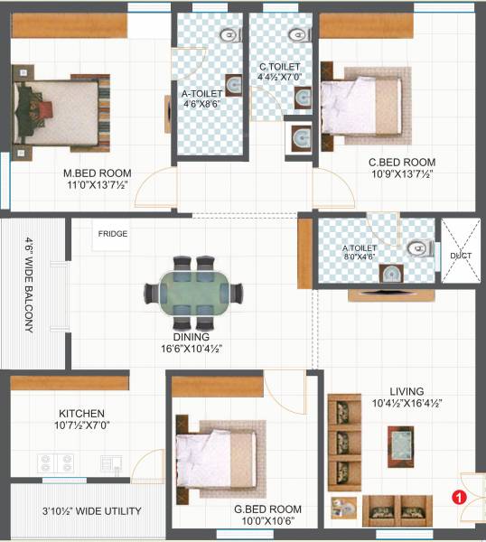 Pratyusha Jyothi Residency (3BHK+3T (1,530 sq ft) 1530 sq ft)