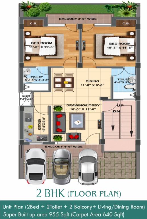 RLF The Park (2BHK+2T (955 sq ft) 955 sq ft)