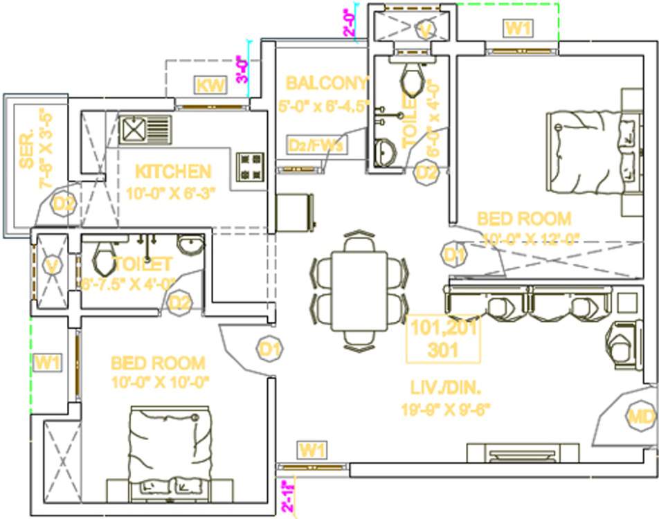 Arthvedastar Pranav Navarathna (2BHK+2T (1,020 sq ft) 1020 sq ft)