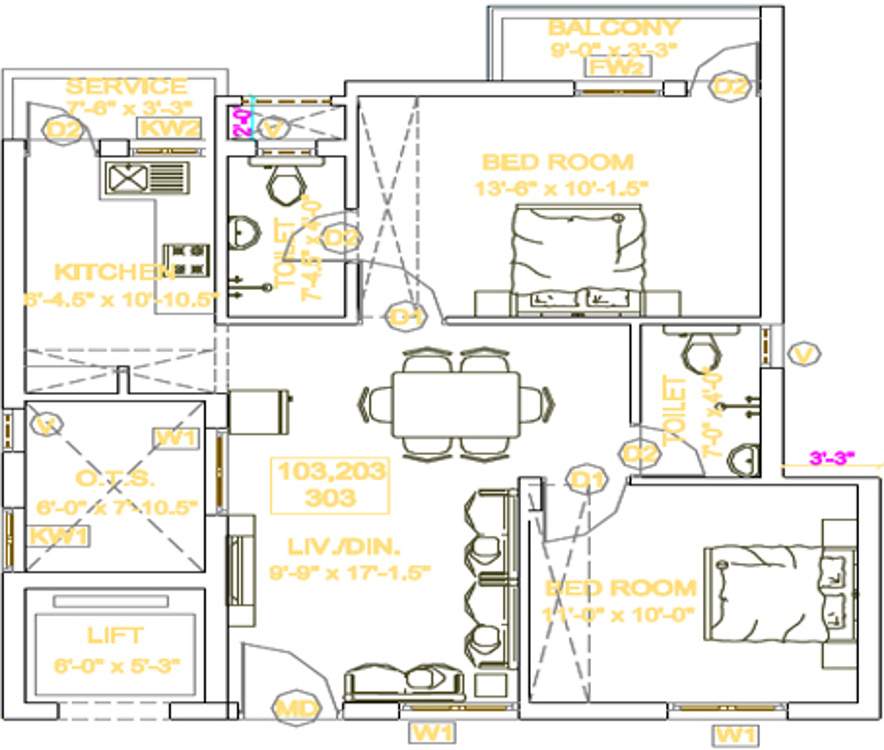 Arthvedastar Pranav Navarathna (2BHK+2T (967 sq ft) 967 sq ft)