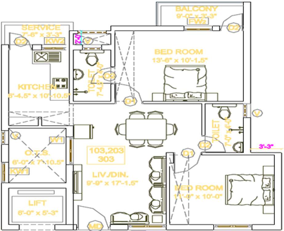 Arthvedastar Pranav Navarathna (2BHK+2T (967 sq ft) 967 sq ft)
