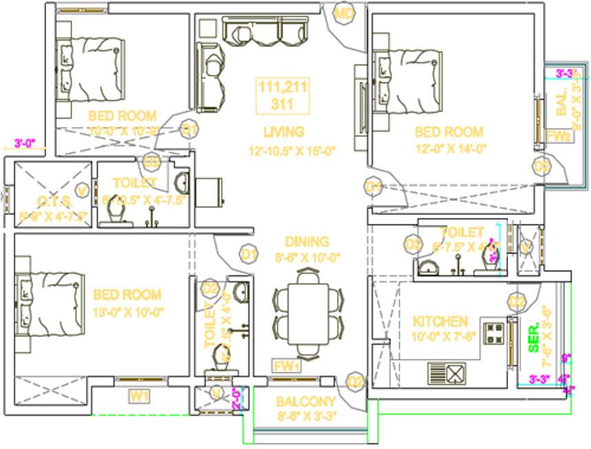 Arthvedastar Pranav Navarathna (3BHK+3T (1,478 sq ft) 1478 sq ft)