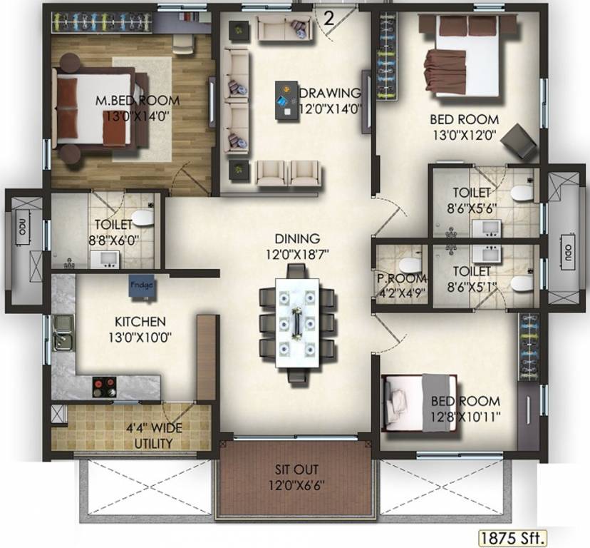 Jayabheri Trendset Jayabheri Elevate (3BHK+4T (1,875 sq ft) 1875 sq ft)