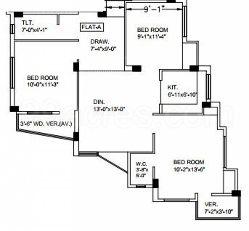 Nirman Pramita Apartment (3BHK+2T (1,186 sq ft) 1186 sq ft)