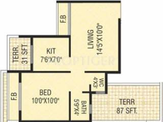 Bhoomi Homes Nakshtra Floor Plan (1BHK+1T)